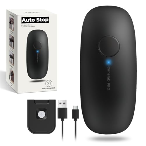 Canslab Ultrablade PRO Electric Can Opener,USB Rechargeable,Smart Auto Stop | Automatic Can Opener for Seniors with Arthritis, Handsfree Side Cut with Smooth Edge, Cordless, Wall Mountable, Black