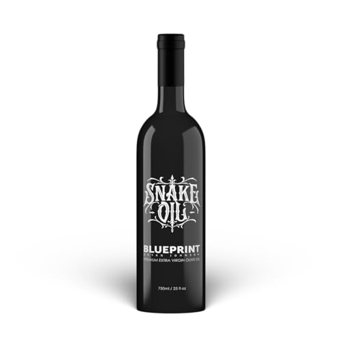 Blueprint Bryan Johnson Olive Oil – Snake Oil- High Polyphenol Extra Virgin Olive Oil (400+ mg/kg) – Cold Pressed, Early Harvest, First Cold Press EVOO – Keto, Paleo, Non-GMO – 750ml Glass Bottle