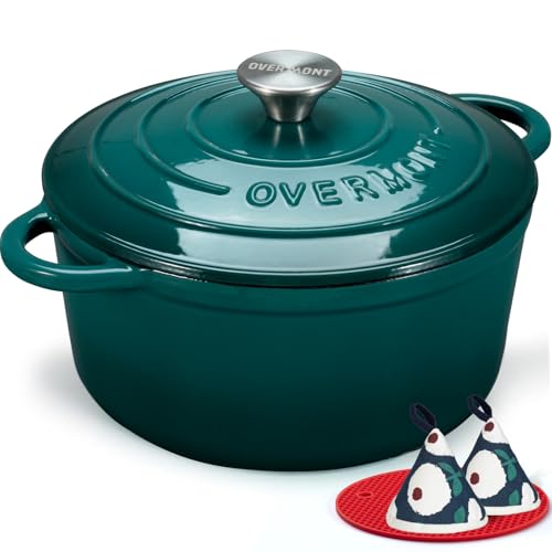 Overmont Enameled Cast Iron Dutch Oven - 4.5QT Pot with Lid Cookbook