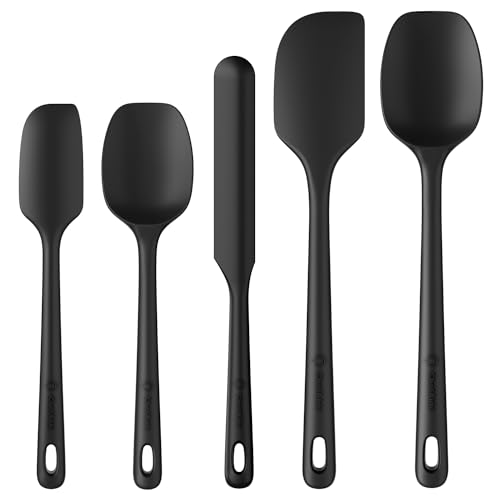 ChefAide 5 Pieces Silicone Spatulas Set, Heat Resistant Rubber Spatula | Food Grade Silicone, Heat Resistant Up to 600°F, Upgrade Strong Handle, Safe for Nonstick Cookware,Ideal for Cooking & Baking