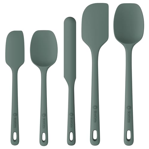 ChefAide 5 Pieces Silicone Spatula Set, Food Grade Rubber Spatula, Upgrade Strong Handle with Ergonomic Grip, Heat Resistant Up to 600°F for Nonstick Cookware, Cooking