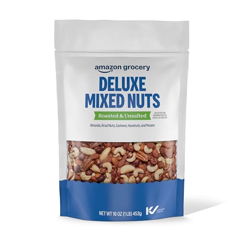 Amazon Grocery, Deluxe Mixed Nuts, Roasted & Unsalted, 16 Oz
