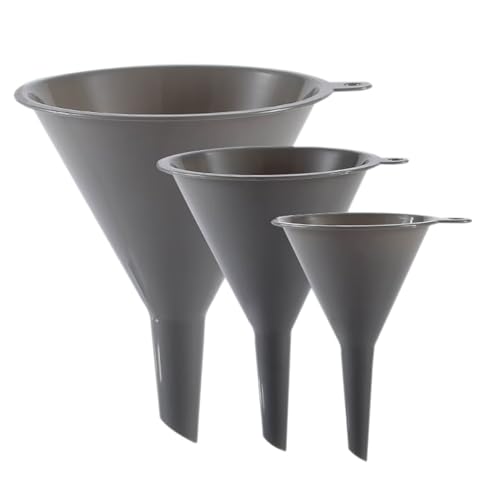 Plastic Kitchen Funnel Set of 3, Round Funnels for Filling Bottles, Gray