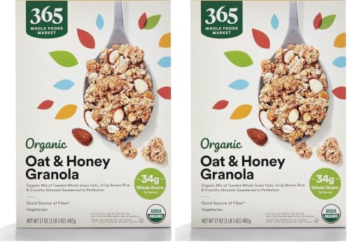 365 by Whole Foods Market, Organic Oat & Honey Granola, 17 Ounce (Pack of 2)