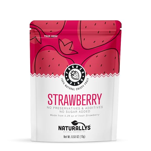 NATURALLYS Freeze Dried Strawberries, Single Pack Crispy Fruit Snack, No Sugar Added, Non-GMO, Kosher, All Natural Strawberry Snack