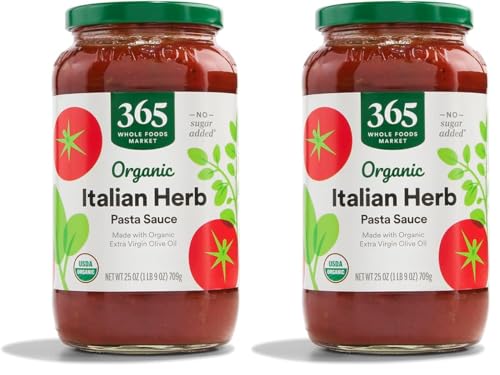 365 by Whole Foods Market, Organic Italian Herb Pasta Sauce, 25 Ounce (Pack of 2)