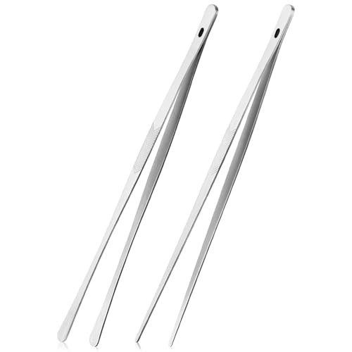 ChefBee 2PCS 12" Stainless Steel Kitchen Tongs Tweezers with Serrated Tips