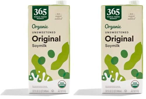 365 by Whole Foods Market, Organic Unsweetened Soy Beverage, 32 Fl Oz (Pack of 2)