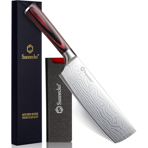Sunnecko Nakiri Knife - 7" Chef Knife for Meat Cleaver Vegetable Chopping