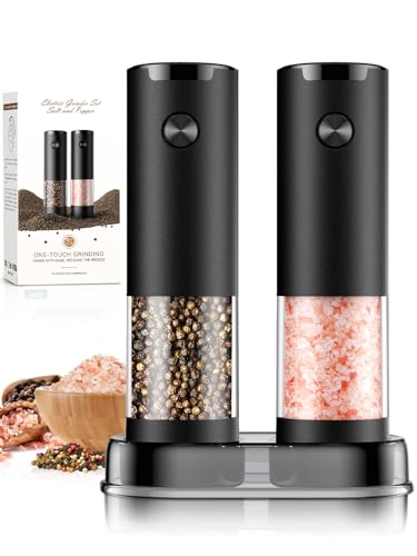 Electric Salt and Pepper Grinder Set Automatic Battery Pepper Mill Shakers Adjustable Coarseness Upgraded Larger Capacity with Led Home and Kitchen Appliances Birthday Gifts for Women Men