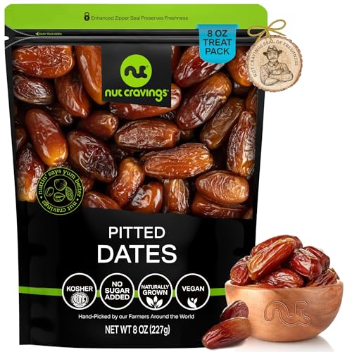 NUT CRAVINGS - Dried Deglet Noor Dates Pitted (8oz, 1 Pack) No Sugar Added