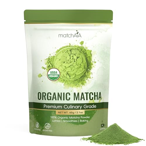 MatchAiA Organic Matcha Powder, Premium Culinary Grade, 60g/2.1oz Pouch
