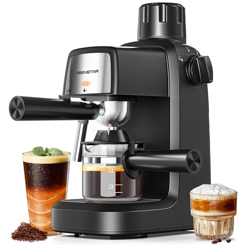 KEENSTAR 3.5Bar Espresso Machine 800W, Compact 4-Cup Espresso Maker Preheat