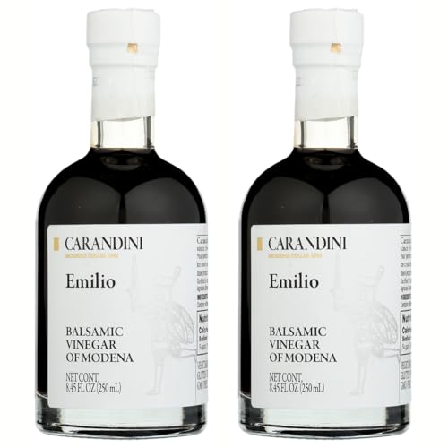 Carandini Emilio Silver Balsamic Vinegar of Modena PGI, Gluten-Free, Aceto Balsamico di Modena IGP Italy 8.45fl oz - Pack of 2