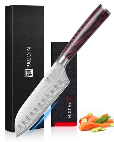 PAUDIN Santoku Knife, 5 inch Chef Knife, Ultra Sharp Kitchen Knife