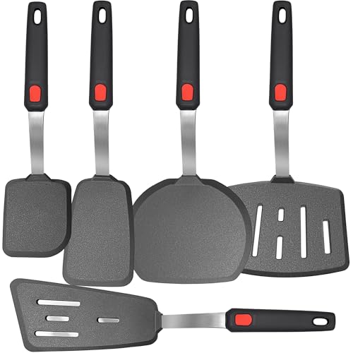 Mixed 5 Piece Silicone Spatula Set, 600F Heat-Resistant No-Melt Rubber Spatula Handle and Blade - Kitchen Cooking Utensils for Nonstick Cookware, Spatula Turner for Egg,Pancake,Burger- Dishwasher Safe