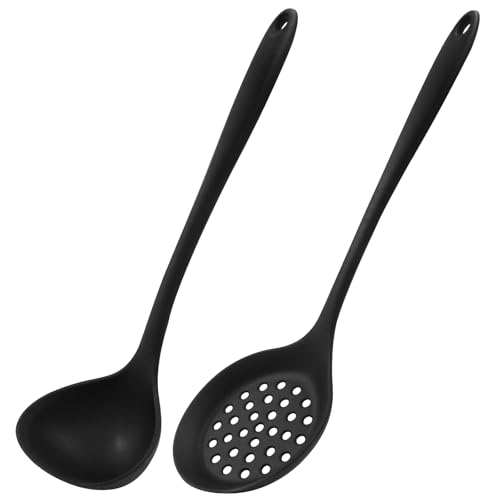 Jiozermi Silicone Soup Ladle and Slotted Spoon Set of 2