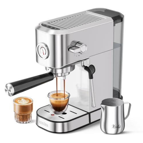 XIXUBX Espresso Machine with Milk Frother for Cappuccino & Latte, Sliver
