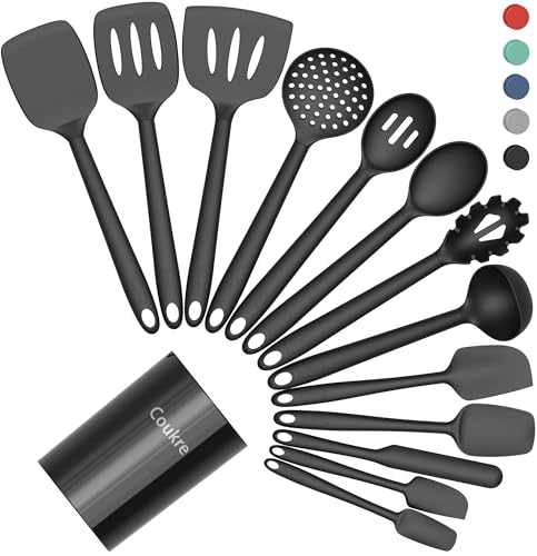 Coukre Silicone Kitchen Cooking Utensils Set, Heat Resistant, 14-Piece