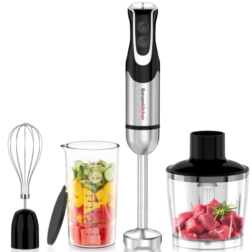 Bonsenkitchen Immersion Blender with Food Processor,12 Speeds & Turbo Mode