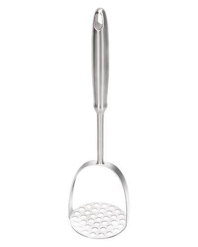 Brigii Potato Masher, Uncoated Stainless Steel Potato Press, One-Piece