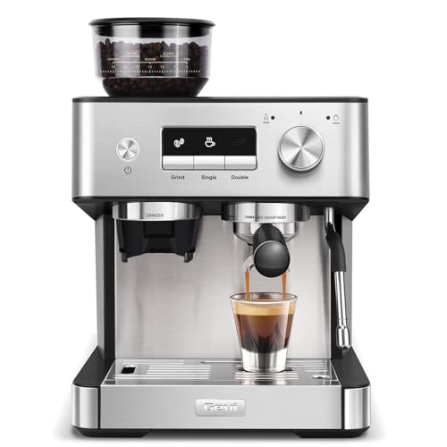 Gevi 20 Bar Espresso Machine with Grinder & Steam Wand for Latte Cappuccino