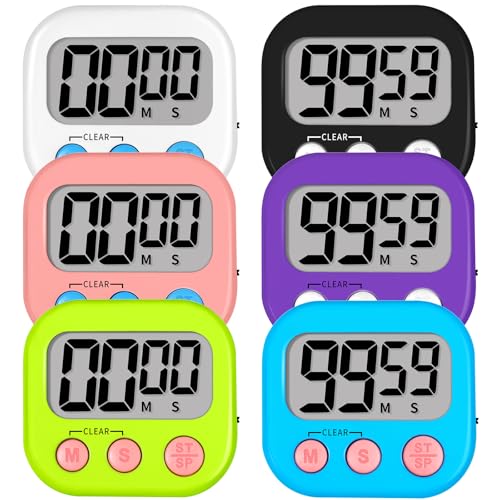 Lasubst Digital Kitchen Timers, Classroom Timers for Kids Teachers, 6 Color