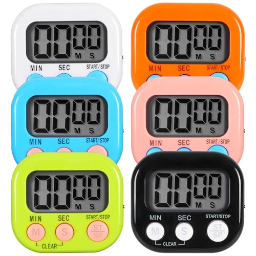 6 Pack Digital Timer for Kids Classroom,Kitchen Timers for Cooking