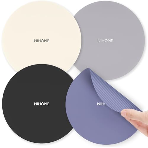 NiHome Silicone Jar Opener Gripper Pads, 6 Inch Large Rubber Jar Openers for Seniors with Arthritis & Weak Hands, Food-Grade Non-Slip Bottle Lid Grip, Heat-Resistant Trivet Coaster Mat, Set of 4