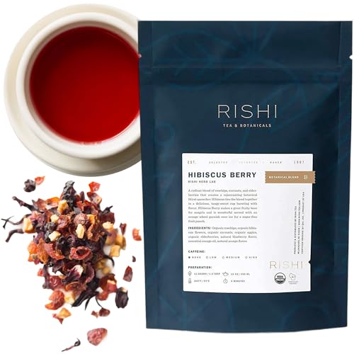 Rishi Tea Hibiscus Berry Organic Herbal Loose Leaf Tea, Caffeine Free, 4oz