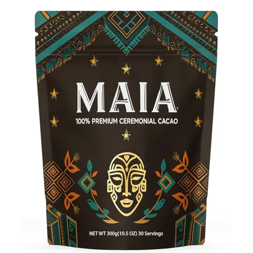 Maia Ceremonial Cacao, with Flavanol, nattokinase, Theobromine, Magnesium and Natural Flavonoids Blend, Supports Circulation, Arterial Health & Cardiovascular Wellness Zero Sugar 100% Pure and Natural