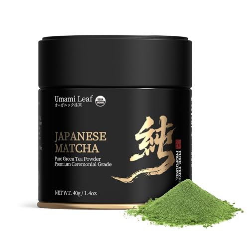 Umami Leaf Organic Japanese Matcha Powder, Ceremonial Grade 1.4oz/40g Tin