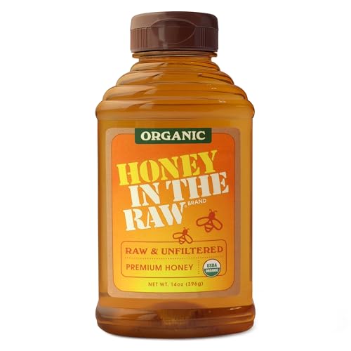 Organic Honey In The Raw, 14 oz Squeeze Bottle, Pure Raw & Unfiltered Honey, No Additives, Gluten and BPA Free, USDA Certified, for Coffee, Tea, Yogurt, Baking and More