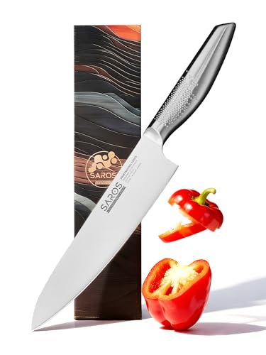 IGNITED CUTLERY 8 Inch Japanese Kitchen Knife – Professional Gyuto Chef Knife Made of 1.4116 German Steel, All-Steel Anti-Slip Handle, Razor Sharp Blade in Gift Box for Home & Restaurant