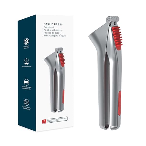 KITCHENDAO Heavy-duty Garlic Press, Built-in Scraper & Cleaning Pusher