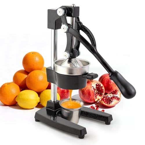 BAMBROX Manual Cast Iron Lemon Squeezer, Black Citrus Juicer