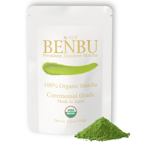 BENBU Organic Ceremonial Grade Matcha Powder, First Harvest, 3.5 oz Pouch | USDA Organic Japanese Matcha Green Tea Powder, Stone-Milled, Unsweetened, No Additives, Matcha Latte, Traditional Tea