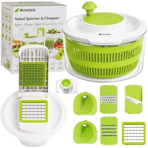 Large Salad Spinner with Slicer - 7-in-1 Lettuce Spinner, Chopper & Grater