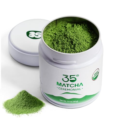 35°N MATCHA 40g/1.4 oz Organic Ceremonial Matcha for Café-Style Lattes
