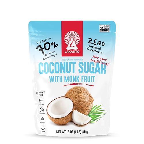 Lakanto Coconut Sugar with Monk Fruit Sweetener, Reduced Sugar, 1 lb