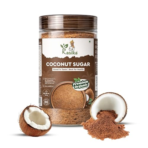 Rasika Organic Coconut Sugar – Natural, Unrefined, Low Glycemic Sweetener for Baking, Cooking & Beverages | Vegan, Gluten-Free, Non-GMO, Cane Sugar Alternative (1.98 lbs)