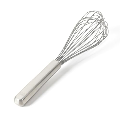 Calphalon Prime Balloon Whisk, 12-Inch Kitchen Egg Beater, Stainless Steel Cooking Whisk Heavy-Gauge for Mixing and Aerating, Weighted Handle for Control