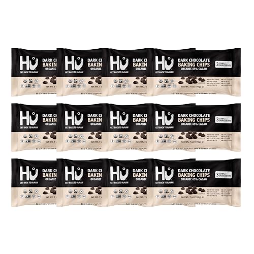 Hu Dark Chocolate Chips for Baking, Organic 65% Cacao, 7oz (12 Pack)