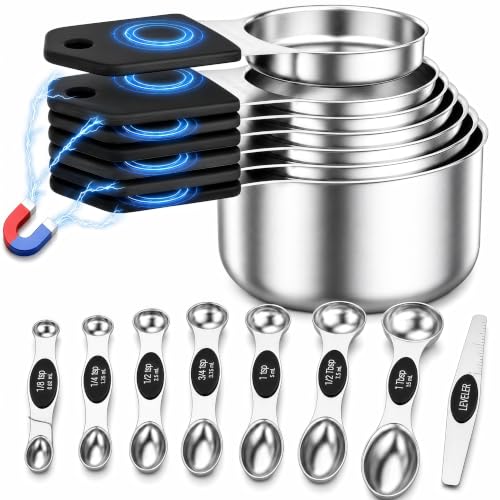 Magnetic Measuring Cups and Spoons Set-Heavy Duty 304 Stainless Steel Cups