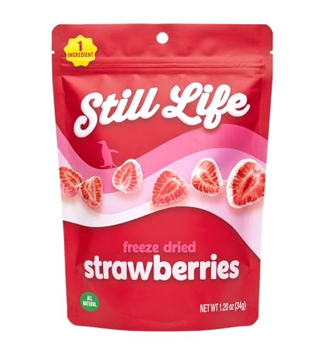 Still Life Freeze-Dried Organic Sliced Strawberries, Real Fruit Snack, Single-Ingredient, No Sugar Added, No Preservatives, Healthy Crunchy Snack for Kids & Adults, Vegan (1 Pack, Strawberry)