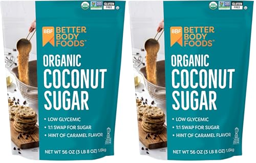 BetterBody Foods Organic Coconut Sugar,Gluten-Free,Non-GMO,Low Glycemic Sugar Substitute,3.5 lbs,56 ounces,(Pack of 2)