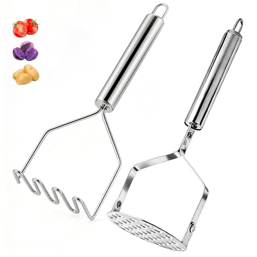 FYCQER 2PCS Potato Masher Set, Stainless Steel Smasher Kitchen Tools
