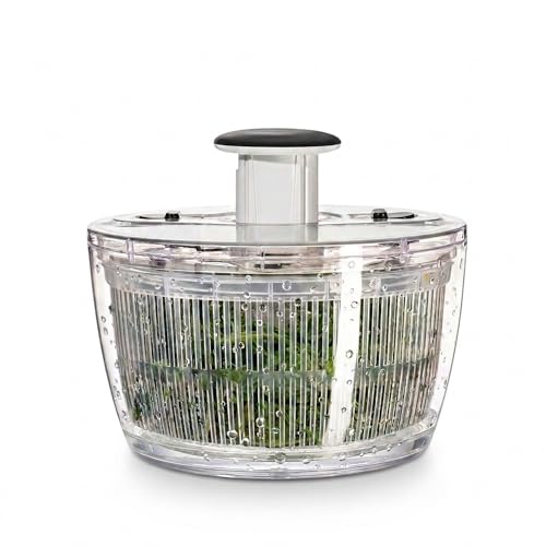 Cove Carol Large Salad Spinner, One-Handed Press-Type Vegetable Dryer, Built-in Filter Suitable for Fruits, Lettuce, and Vegetables; Salad Spinner, Lettuce Spinner 6.3 QT, Black