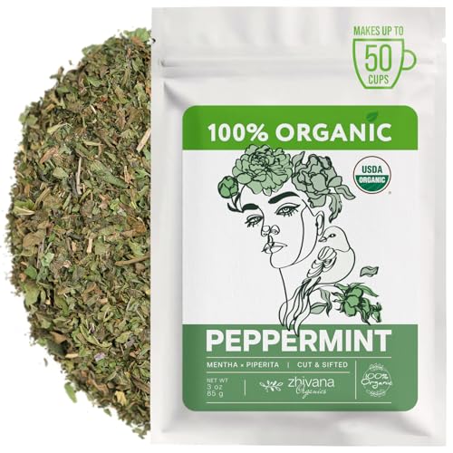 Organic Peppermint Tea Loose Leaf – Clean, Natural Energy Without Caffeine – Dried Mint Herb – Té de Menta Orgánico – Supports Digestion, Gut Comfort & Calm Focus (3 oz.)