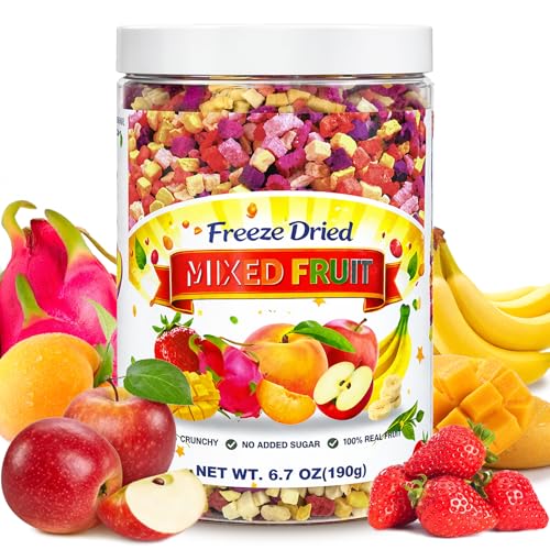 6.7oz Freeze Dried Mixed Fruit Pieces, 6-Fruit Blend for Snacking & Baking
